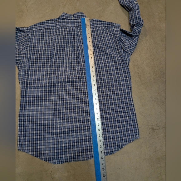VTG Ralph Lauren Custom Fit Men's M Check Blue White Button Down Shirt - Picture 5 of 6